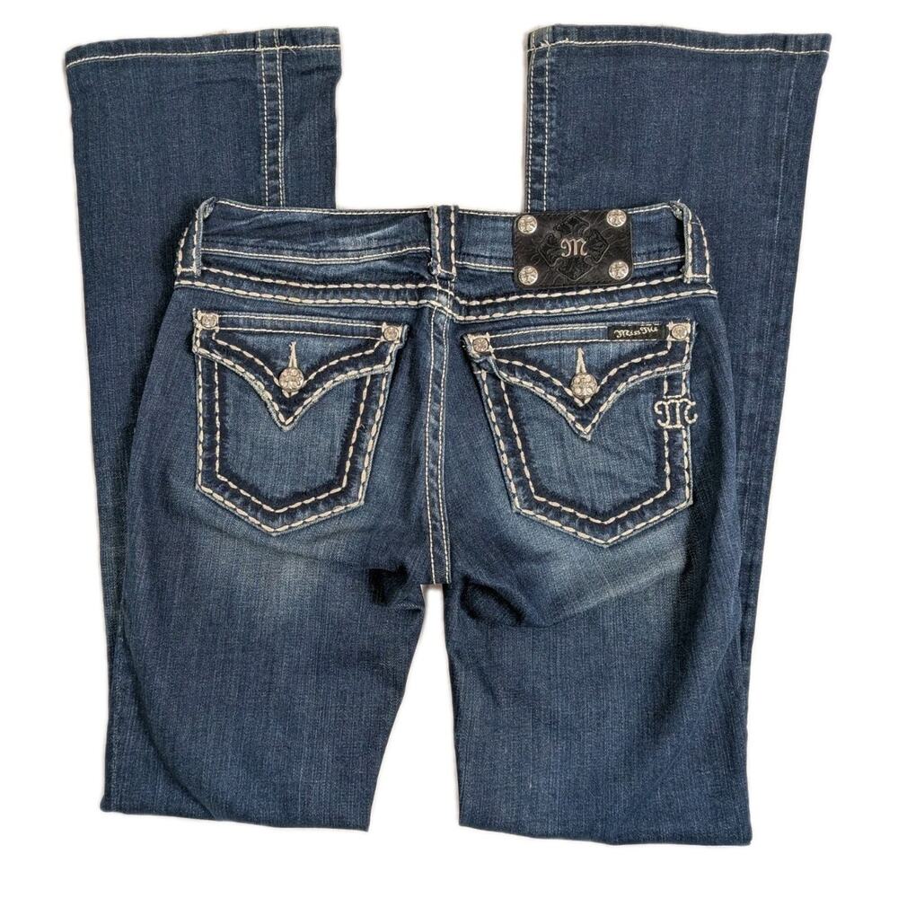 MISS ME Boot Cut Size 27 x 32 Flap Pocket Heavy Stitch Bling Embroidered Rodeo